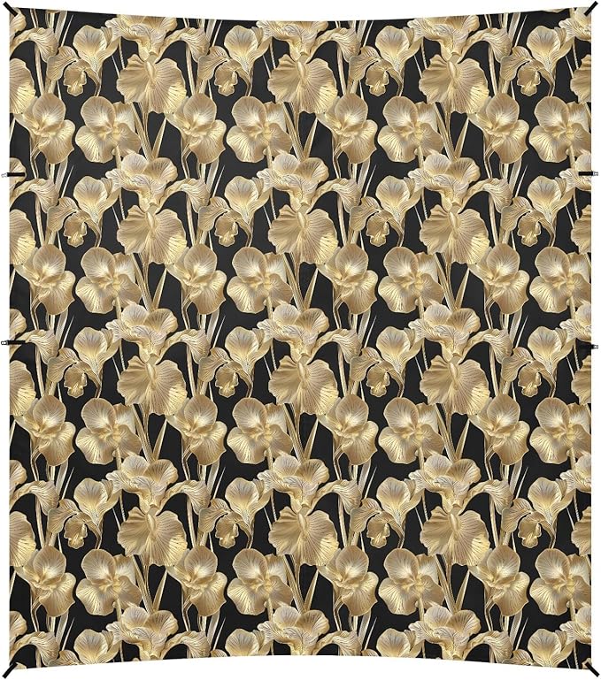 ALAZA Gold Iris Flower Floral Beach Tent Sun Shelter UPF50+ Protection Beach Shade Canopy w/ 4 Sandbags for Outdoor Camping Fishing Backyard Fun Picnic 10x9 ft