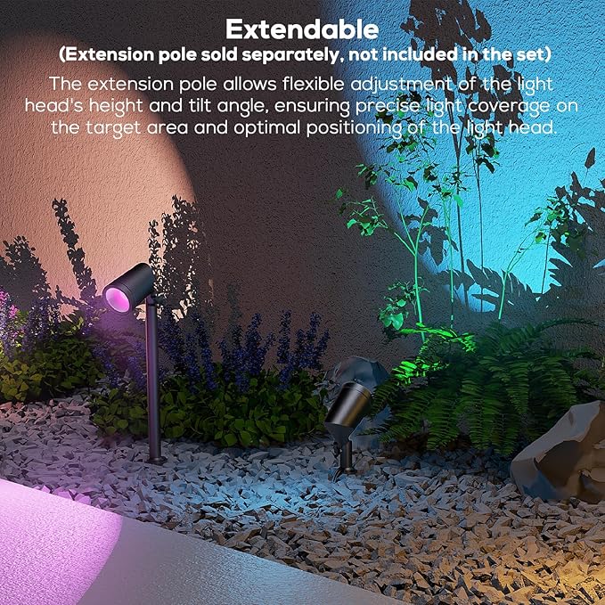 SUNTHIN 4 Pack Smart Landscape Lights RGBW Color Changing Landscape Lights with Remote Compatible with Alexa and Google Home IP65 Waterproof for Garden Yard Lawn Wall Tree Fence(6W/ Light)