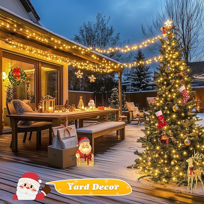 JMEXSUSS 500 LED Christmas Lights Outdoor 173ft Warm White Christmas Tree Lights 8 Modes Plug in Twinkle String Light for Outside Holiday Indoor Ceiling House Xmas Decorations