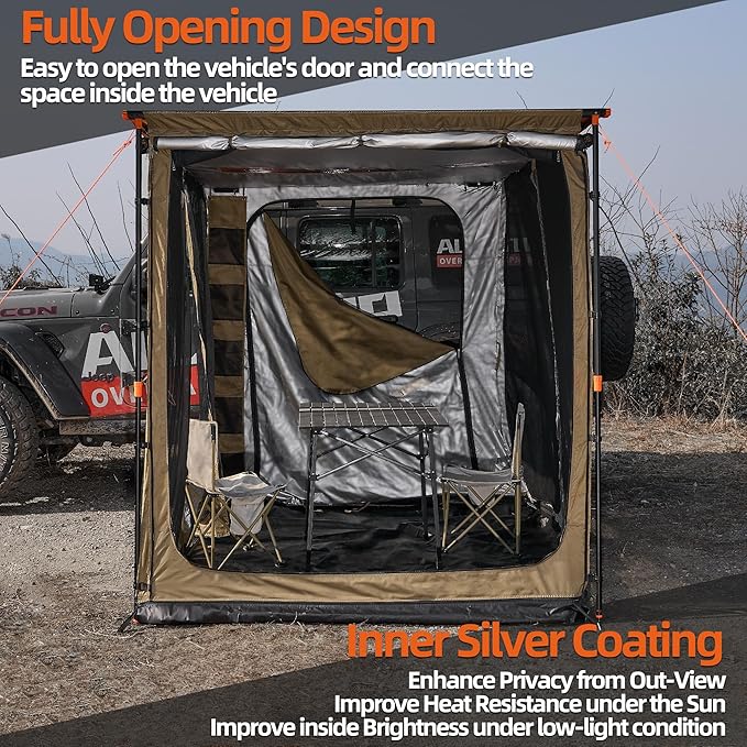 ALL-TOP Awning Room with Floor 8.2' x 10' Rip-Stop 420D Oxford Awning Tent with Bug-Resistance Mesh Waterproof Sun Shelter for Overland Camping(Room Only)