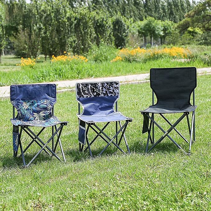 BK&ampMF Portable Outdoor Folding Camping ChairDurable with Storage Pocket Beach Camp Chair Breathable Lawn Chairs for Storage and TravelA65x39x39cm(26x15x15inch)
