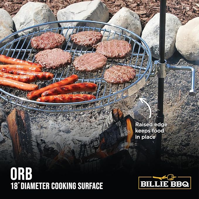 Portable ORB Campfire Grill 18 Dia HD Stainless Steel Rack with 2 Piece Stake Free Carrying bag 9 lbs.
