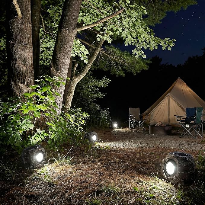 Solar Garden Rock Lights Outdoor - IP65 LED Waterproof Solar Spotlight Solar Powered Landscape Lights Decorative Garden Stone Light for Pathway Walkway Yard Patio (4 Pack)