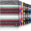 Hydration Nation Authentic Large Handwoven Mexican Blanket - Soft Yoga- Durable Serape- Lightweight Falsa Beach Camping Picnic Outdoor Blanket 70x50 - Miami Vice