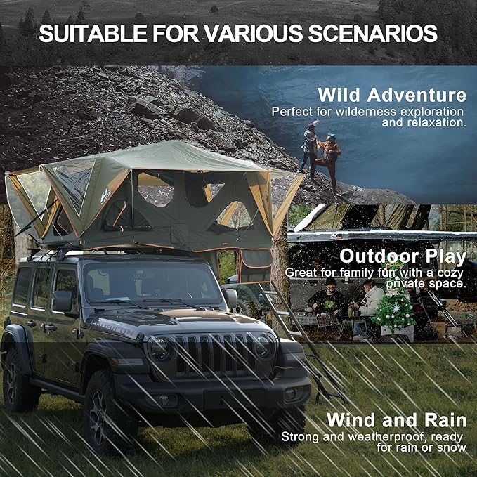 Naturnest Andromeda Rooftop Tent Soft Shell Rooftop Tent Rooftop Tent for Vans Jeeps SUVs Trucks Increased Use Area 2-3 Person Tent