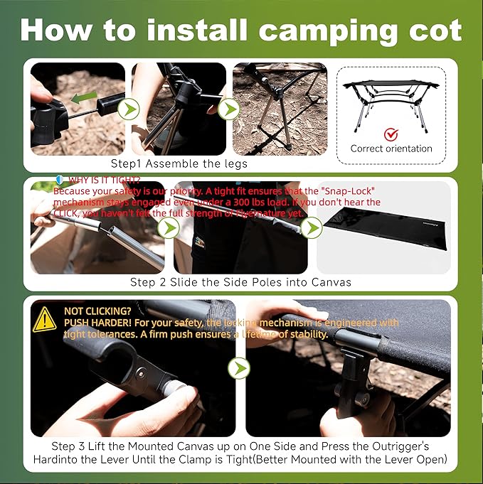 Camping Cot for Adults Height Adjustable Sleeping Cot Supports 300 lbs Lightweight Compact Foldable for Backpacking Hiking Travel Beach Truck &amp Office Nap | Flyernature