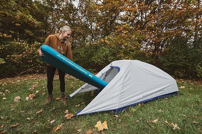 ALPS Mountaineering Pioneer Insulated Air Pad – Lightweight 4-Season Sleeping Pad with R-Value 6.6 Recycled Ripstop Fabric Reflective Heat Layers Pump Sack &amp Repair Kit for Camping and Backpack