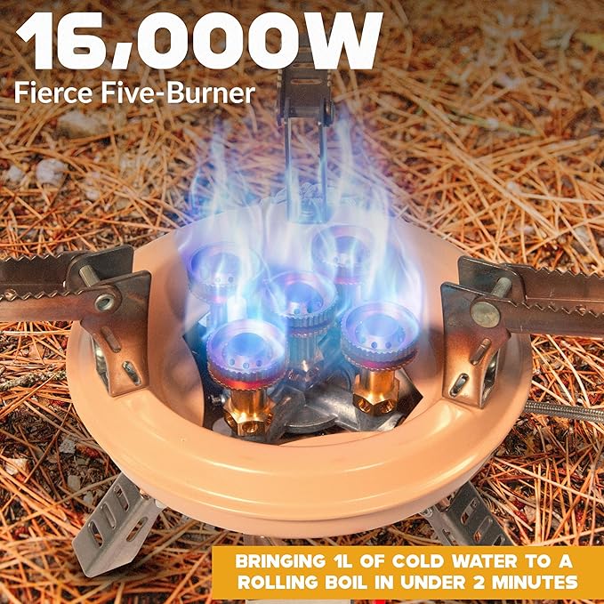 Roamix 54500 BTU Multi-Fuel Portable Camping Stove – 16000W Collapsible Windproof Burner with Fuel Canister Adapter &amp Carrying Case for Outdoor Cooking Backpacking &amp Emergency Use