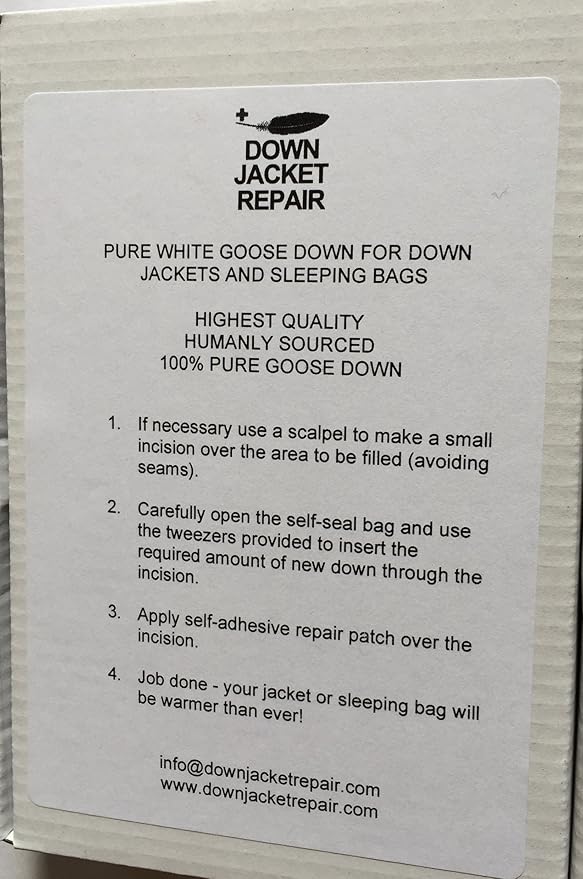 800+ Fill Power Goose Down Refill - 5g Pure Humanely Sourced Insulation by Down Jacket Repair - Jacket &amp Sleeping Bag Fill