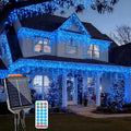 Solar Christmas Lights Outdoor 640LED 16Ft+60Ft Solar Icicle Lights Waterproof with 13 Modes Rechargeable for Outside Roof Fence Christmas Decorations