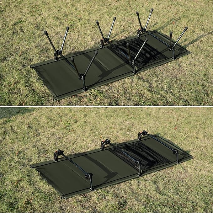 ONETIGRIS SUPRANUBIS Camping Cot Height Adjustable with Cot Leg Extenders Strong Support 330lbs Lightweight Comfortable Folding Bed for Camping Hiking Travel Truck Beach Office Nap