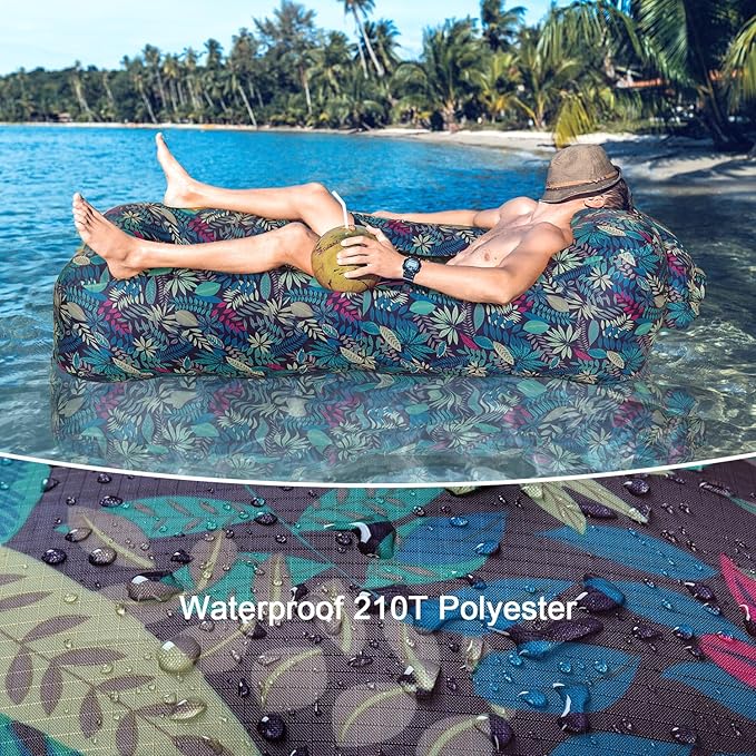 Inflatable Couch Air Lounger for Adults Ultralight Portable Blow up Couch Air Sofa Inflatable Beach Lounger Bed for Camping Hiking Festival Backyard Lawn No Pump Required