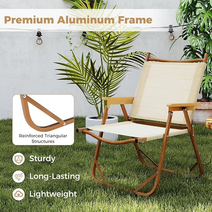 Tangkula Camping Chairs Set of 4 Portable Folding Lawn Chairs with Heavy Duty Aluminum Frame Fabric Seat for Fishing Hiking Picnic Camp 400 LBS Weight Capacity