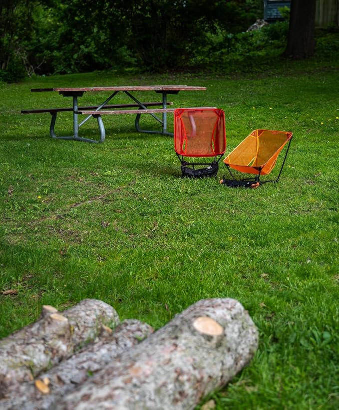 Ultralight Backpacking Chair Aluminium Alloy Legless Ground Chair Foldable Camping Chair for Adult Hiking Camping Picnic Fishing RV Balcony Paddleboard Beach Indoor (Orange)