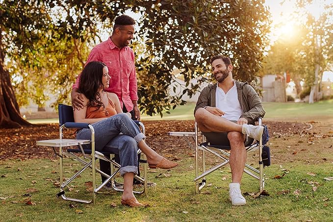 PICNIC TIME Star Wars Jedi Knight Sports Chair with Side Table Folding Beach and Camp Chair Portable Outdoor Chair with Carry Strap and Storage Pockets (Navy Blue)