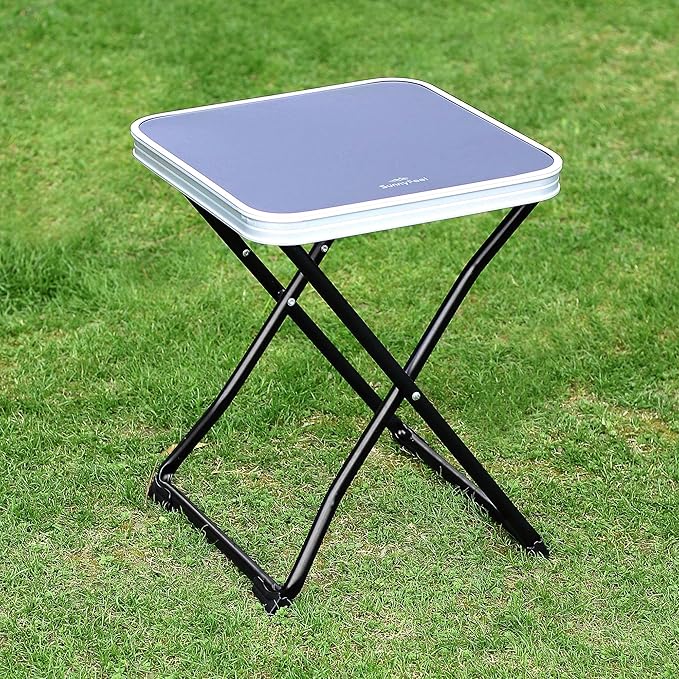 SUNNYFEEL 3 in 1 Folding Camping Table and Stool Footrest Lightweight Up to 300 LBS Easy to Carry Portable Camp Stool for Beach Fishing Trip Picnic Lawn Concert Outdoor