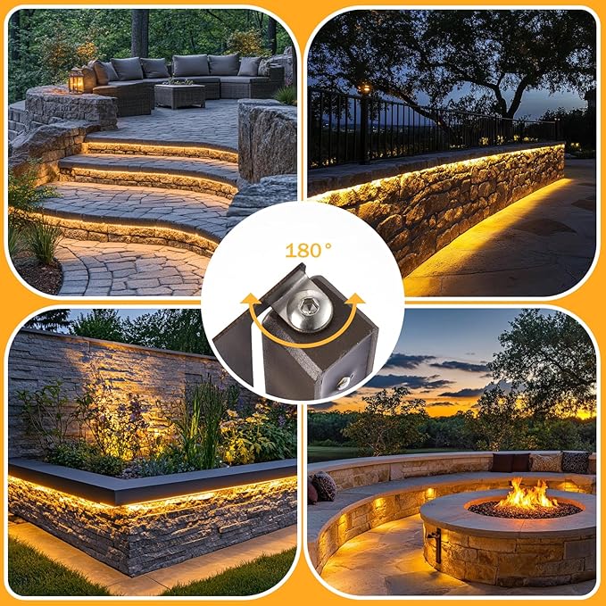 Z Zeben 7 Inch Retaining Wall Lights [ 8 Pack ] 5W LED Hardscape Lighting 12V Low Voltage Paver Lights 3000K Warm White Waterproof Outdoor Step Lights for Patio Walls Stairs
