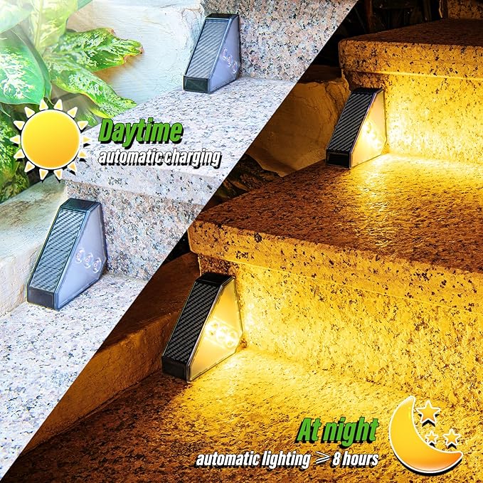 JSOT Solar Step Stair Lights Outdoor Yard Decor 12 Pack IP65 Waterproof Deck Lighting for Outside Solar Powered Solar Garden Light Decor for Fence Backyard Front Porch Step Balcony Wall Patio