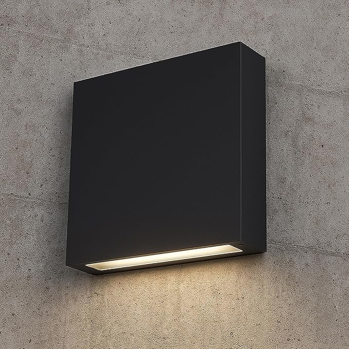 TRANS GLOBE LED-51580 BK I Celestia Collection 8 Inch LED 3000K Outdoor Wall Mount - Black Finish with Frosted Glass I Modern Contemporary Fixture I