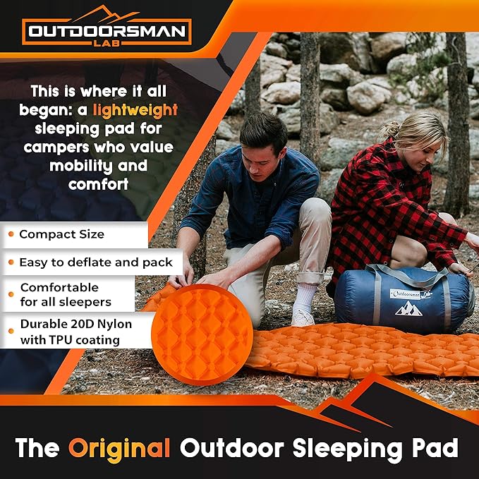 Sleeping Pad for Camping - Patented Camp Mat Ultralight - Best Compact Inflatable Air Mattress for Adults &amp Kids - Lightweight Hiking Backpacking Outdoor &amp Travel Gear