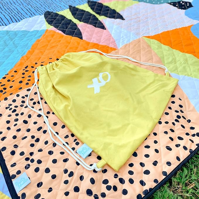 Rudie Nudie Jumbo Beach Mat with Umbrella Hole 6'7 x 6'7 Waterproof Sandproof Picnic Blanket Large Foldable Sand Free Beach Blankets for Park Outdoor Portable Picnic Mat for Grass Sand &amp Law