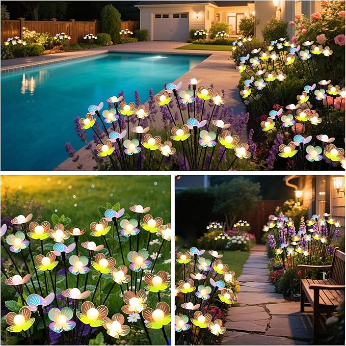 Solar Garden Lights 6 Pack 36 LED Solar Swaying Flower Light Waterproof Firefly Lights Outdoor Fairy Light for Garden Patio Yard Pathway Flower Bed Decoration