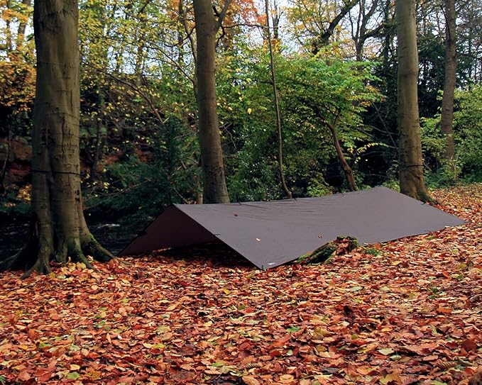 DD Hammocks - DD Tarp XL - Coyote Brown (15ft x 10ft) - 100% Waterproof Lightweight &amp Multifunctional Rainfly Extra Large Tarp Tent Shelter for Camping Bushcraft &amp Hiking Adventure