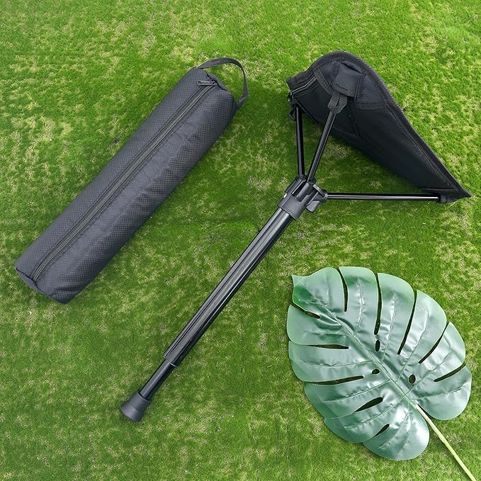 Portable Outdoor Folding Stool Heavy Duty Camping Seat Black Compact Collapsible Chair for Hiking Fishing Gardening