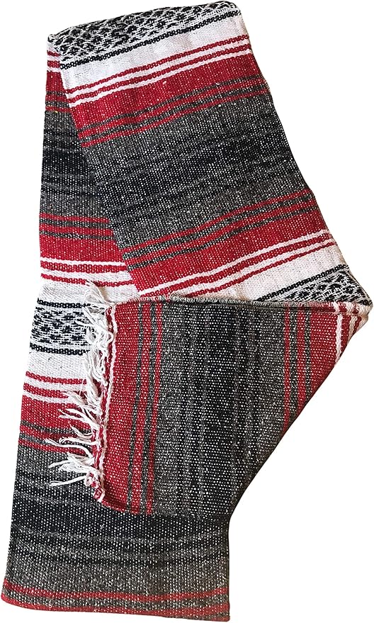 Baja Authentic Mexican Blanket Falsa Blanket Yoga Blanket Perfect Beach Blanket Camping Blanket Picnic Blanket Car Blanket Home Throw Blanket (Red)