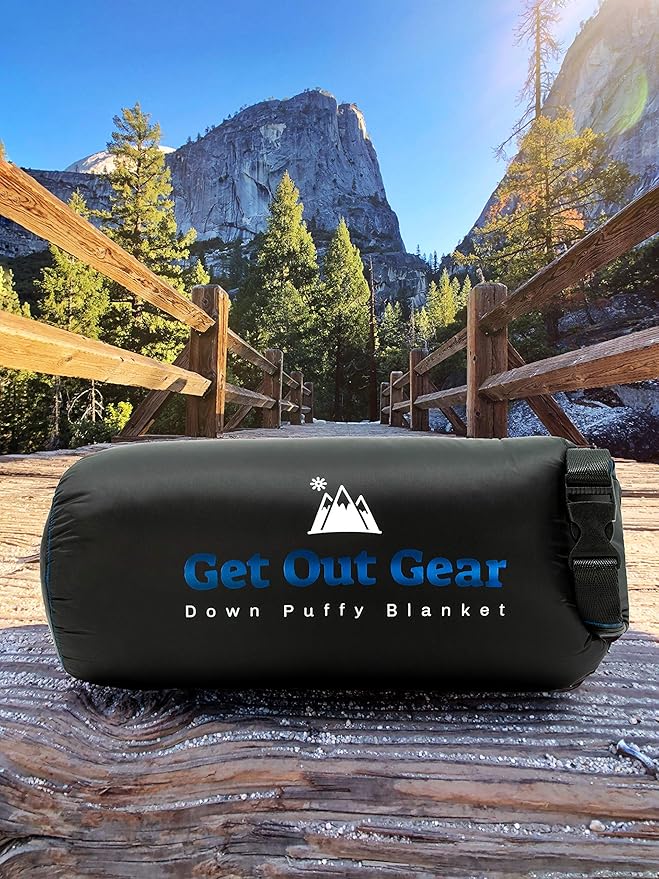 Get Out Gear Down Camping Blanket - Puffy Packable Lightweight and Warm | Ideal for Outdoors Travel Stadium Festivals Beach Hammock | 650 Fill Power Water-Resistant Backpacking Quilt
