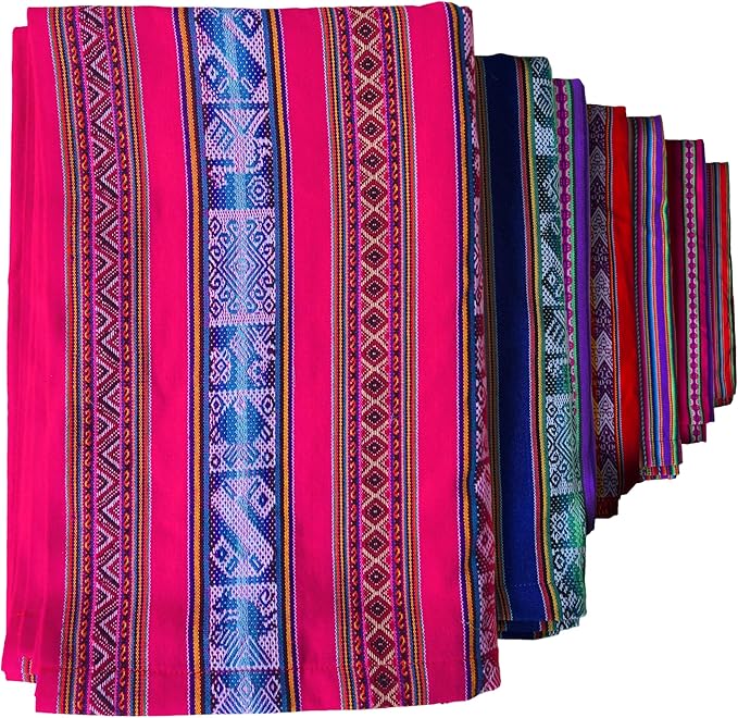 Lucio Fabrics Unique Native Peruvian Throw - Vibrant Colors Lightweight Durable - HomeYoga BeachCampingPicnicOutdoor Activities Thin Blanket 70'' x 47'' (Fuchsia Sacred Valley Weave)