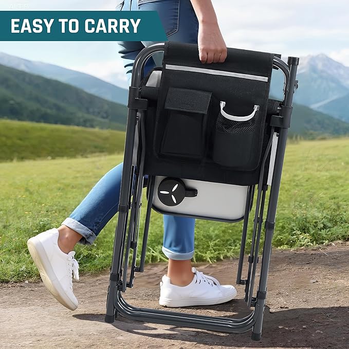 Camping Chairs for Adults Directors Chair with Side Table 1-Step Setup Mesh Backrest Folding Lawn Chairs with Pocket Foldable Camp Chair for Outdoor Picnic Sports and Fishing Black