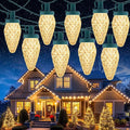 C9 Christmas Lights Outdoor 114 Feet 150 LED C9 String Lights with Timer &amp 8 Light Modes Waterproof Commercial Grade Connectable Christmas Tree Lights for Indoor Outside Roofline Patio Warm Whi