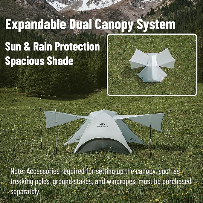 Naturehike Star River UL Camping Tent with Divided Packing Design - 1/2 Person Lightweight Backpacking Tent Double Layer Waterproof Tent for One Man Hiking Travel Cycling Two Person