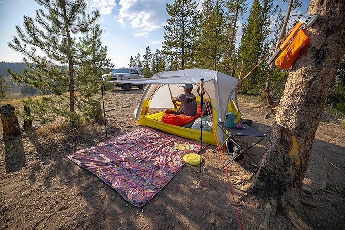 Big Agnes Why Not Picnic Blanket- Waterproof Outdoor Blanket with Insulation Hidden Pocket &amp Stuff Sack for Camping Beach &amp Concerts Zirkel Alpenglow 55x85