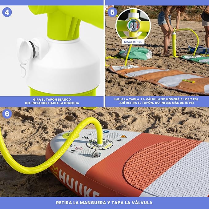 HUIIKE Paddle Board Pump Manual with Double Action Sup Hand Pump of 15 PSI Stable Handpump for Paddleboarding Paddleboard Handpump | Paddle Board Accessories for Inflatable Stand Up Paddleboard