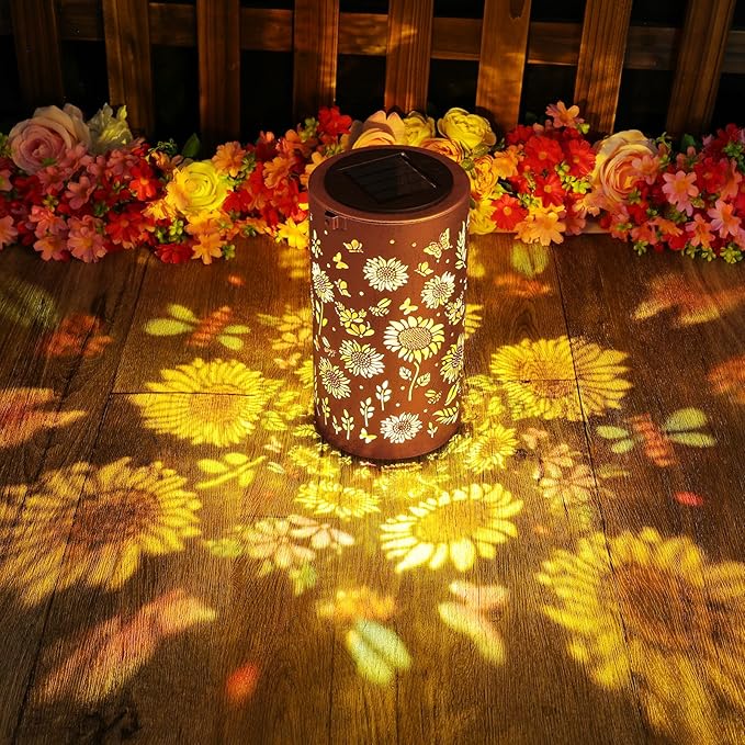 Multicolor Sunflower Solar Lanterns Waterproof Outdoor Solar Lights for Garden &amp Patio Decor Birthday Gifts for Women Mom Grandma Hanging/Standing Solar Lantern for Yard Pathway Spring Decor