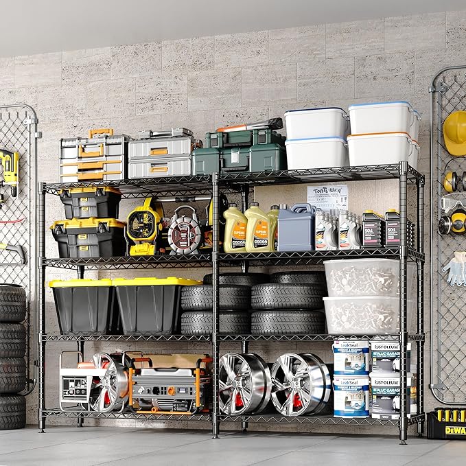 4-Tier Metal Wire Storage Rack for Food Service - Adjustable Industrial Shelving 1060 lbs Capacity Commercial Kitchen Pantry Garage 71 W x 15.7 D x 59.5 H - 4 Floors Width 40