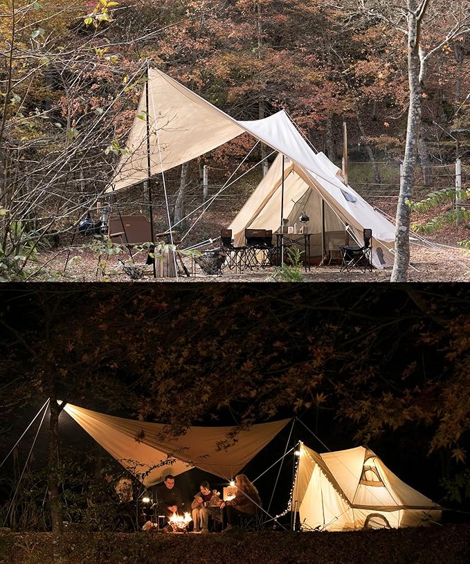 S'More Fronti Canvas Camping Tent - 2 Person 4 Season Weather Resistant Glamping Tent with Stove Jack for Car Camping &amp Hiking