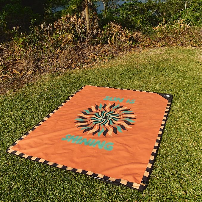 Slowtide x Bob Marley Sun is Shining Oversized Picnic Blanket – Water &amp Sand Resistant Outdoor Blanket 60 x 72 in