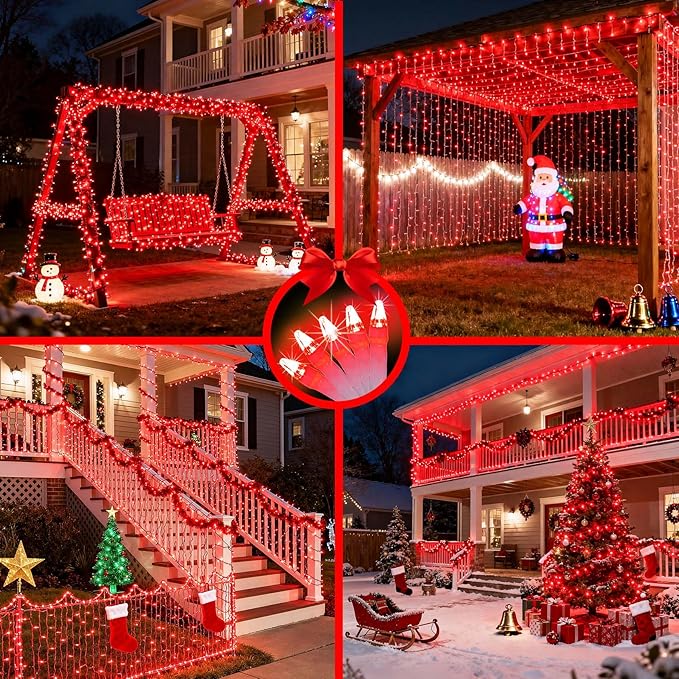 750 LED 240FT Red Valentine Lights 12 Pro Modes and Timer Memory &amp Dimmable Plug in Clear Wire Indoor Valentine Room Light for for Xmas Bedroom Yard Tree Wedding Party Waterproof Decor