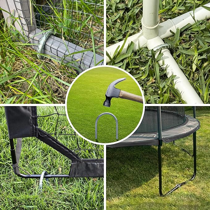 YANYUCB Ground Anchors8 Pack Galvanised Threaded Steel Rebar StakesTrampoline Stakes12 Inch Heavy Duty U Hook Ground Stakes for Fixing TentsSwing FramesTrampolinesGardening