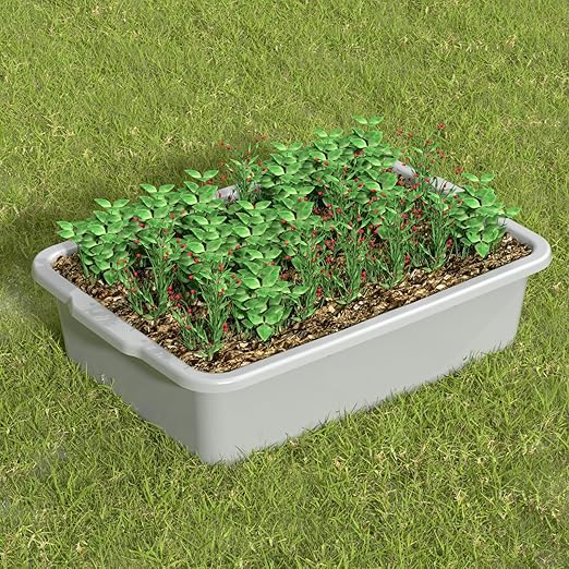 35 L Large Bus Tubs Plastic Commercial Bus Bin Light Gray 4 Packs
