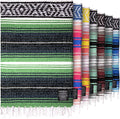 Hydration Nation Authentic Extra Large Mexican Blanket (70x50) - Handwoven Yoga Serape- Artisanal Falsa Beach Camping Picnic Outdoor - Tropical Green