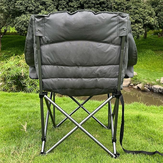 Oversized Camping Chairs for Adults Heavy Duty Padded Portable Lawn Chairs Outdoor Folding Chairs XL Camp Chairs with Cup Holder Suproot 500 lbs Gray Plaid