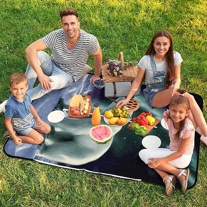 Zipper Polar Bears Northern Lights Style Picnic Mat Suitable for Travel Camping Park Or Home Use
