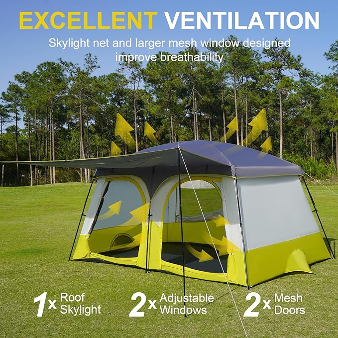Vidalido Tents3-4 Person Camping Tent with Extended VestibuleWeather Resistant Family Tents with Breathable Mesh WindowsEasy Install Waterproof Outdoor Tent for Backpacking and Camping Hiking