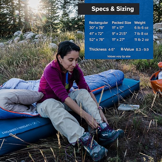 Big Agnes Captain Comfort Deluxe Camp | Supremely Comfortable All-Weather Self-Inflating Sleeping Pad