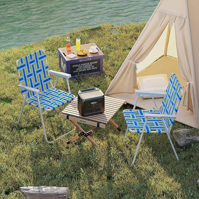 Giantex 2-Pack Lightweight Folding Camping Chairs 330 LBS Beach Chairs with Armrests No Assembly Needed Portable Webbed Lawn Chair for Picnic Fishing Patio Yard Outdoor Events Blue