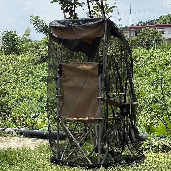 Camping Chair Mosquito Net Cover Black Mesh Insect Protection Screen 62.9x35.4x32.3 Inch with Dual Zipper Design for Outdoor Chairs with Sunshade (Grey (Mosquito net))